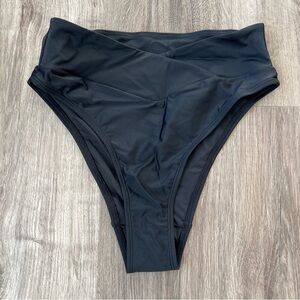 HALARA High-Waisted Crossover Black Bikini Bottom size S - NWT